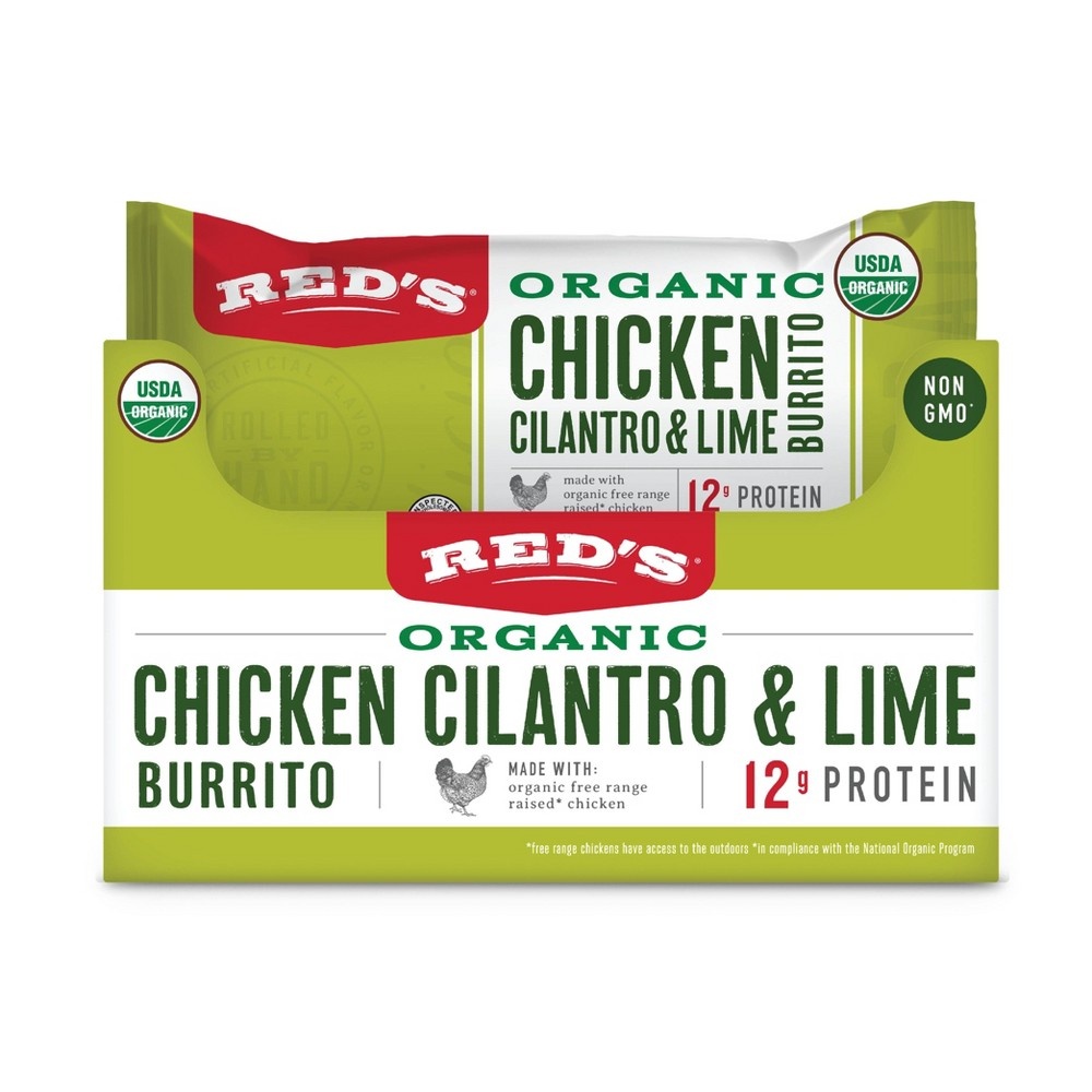 slide 4 of 4, Red's Organic Chicken Cilantro & Lime Burrito, 4.5 oz