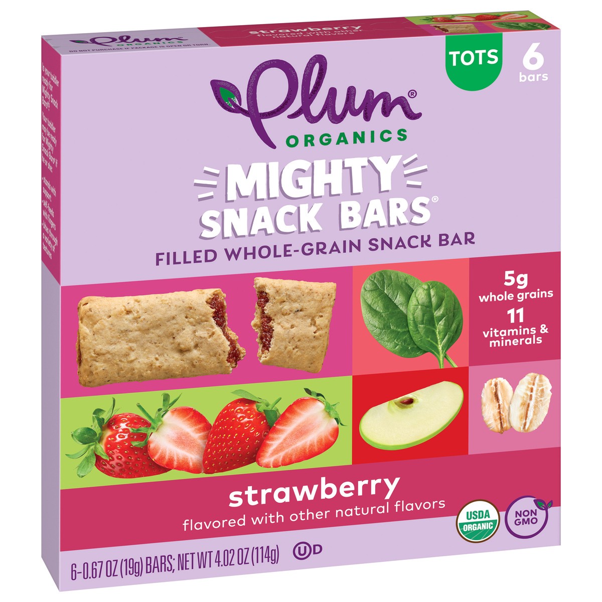 slide 7 of 9, Plum Organics Mighty Snack Bars Filled Whole-Grain Snack Bar Strawberry 6-Count Box/.67oz Bars, 6 ct; 0.67 oz