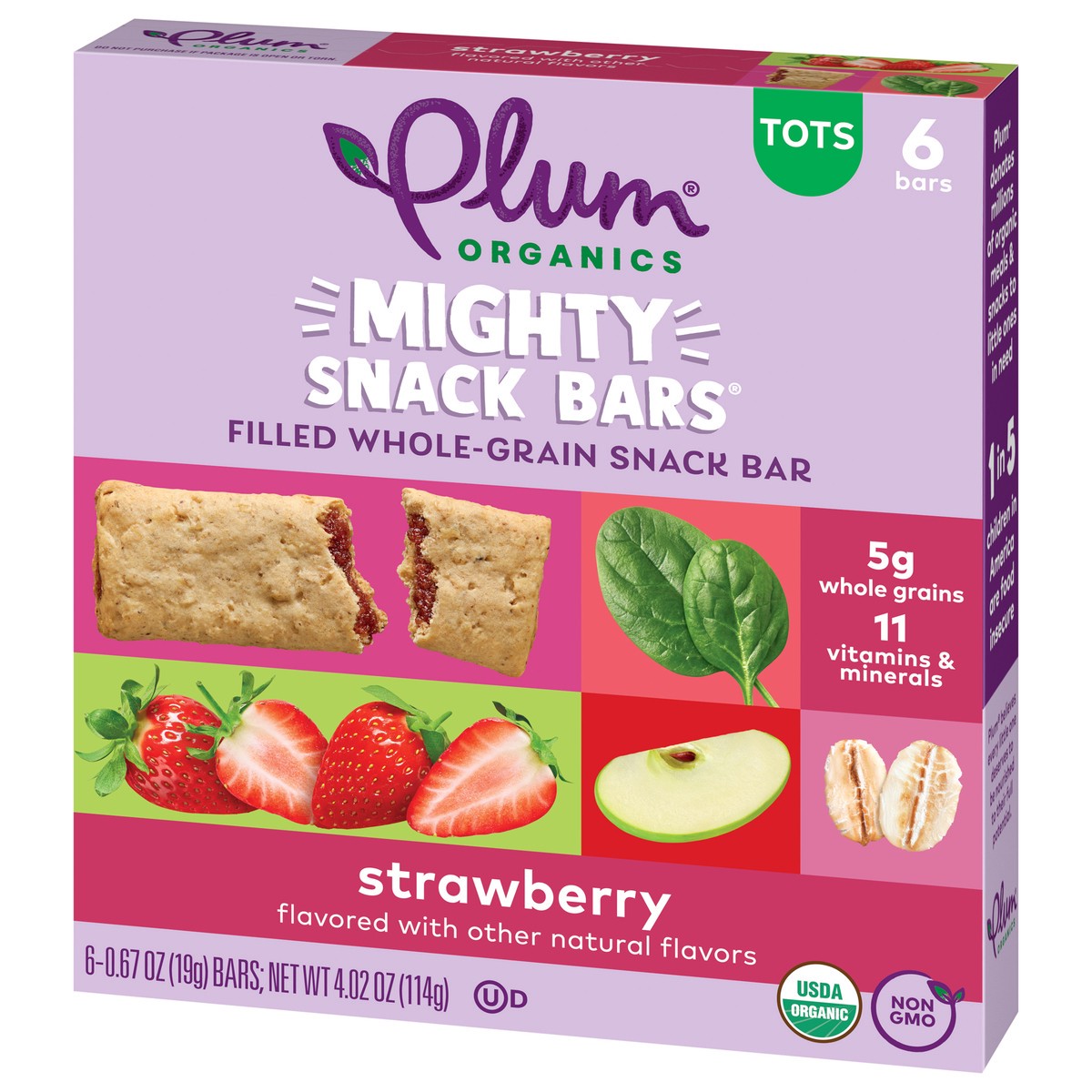 slide 3 of 9, Plum Organics Mighty Snack Bars Filled Whole-Grain Snack Bar Strawberry 6-Count Box/.67oz Bars, 6 ct; 0.67 oz