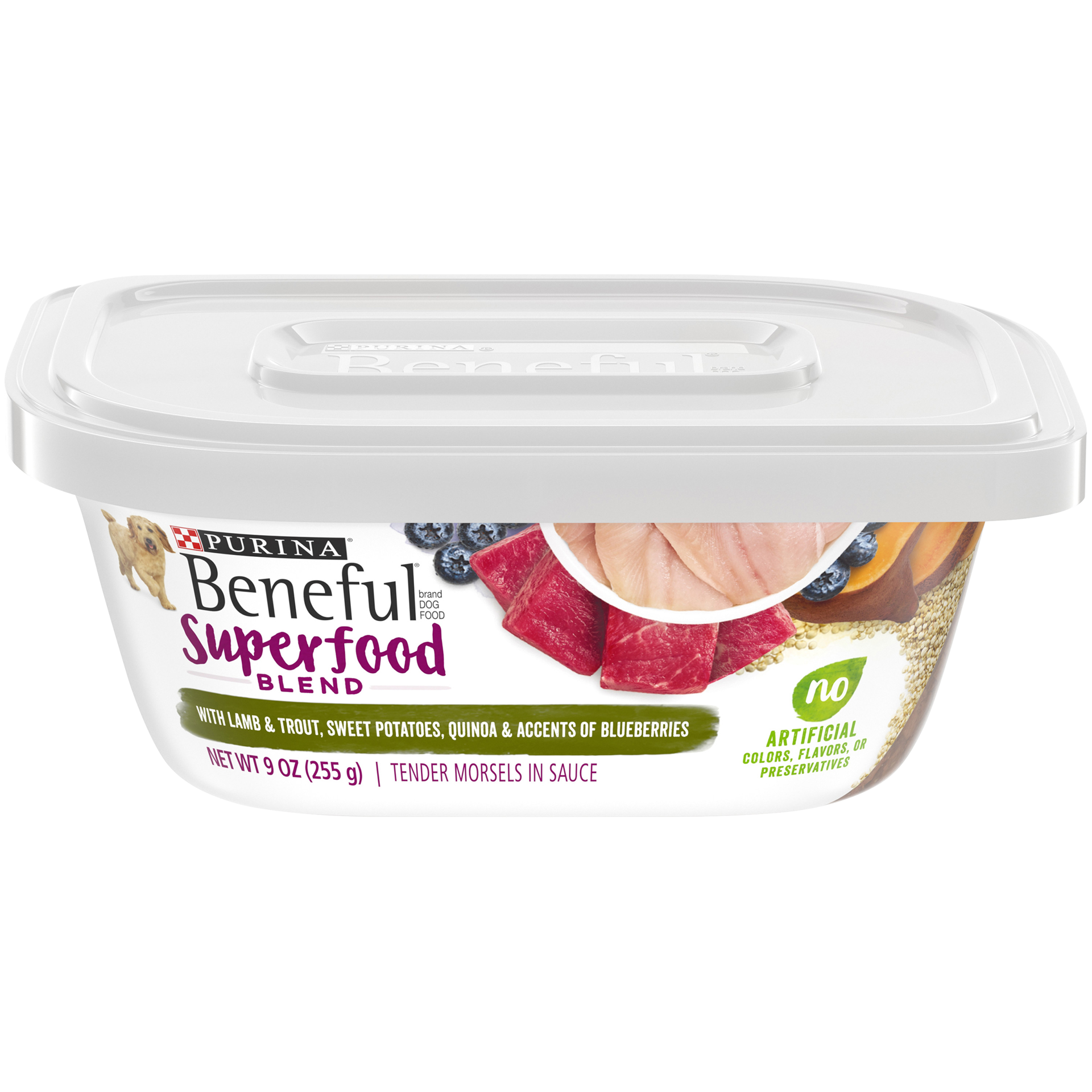 slide 1 of 1, Beneful Purina Beneful Wet Dog Food, Superfood Blend With Lamb & Trout, 9 oz