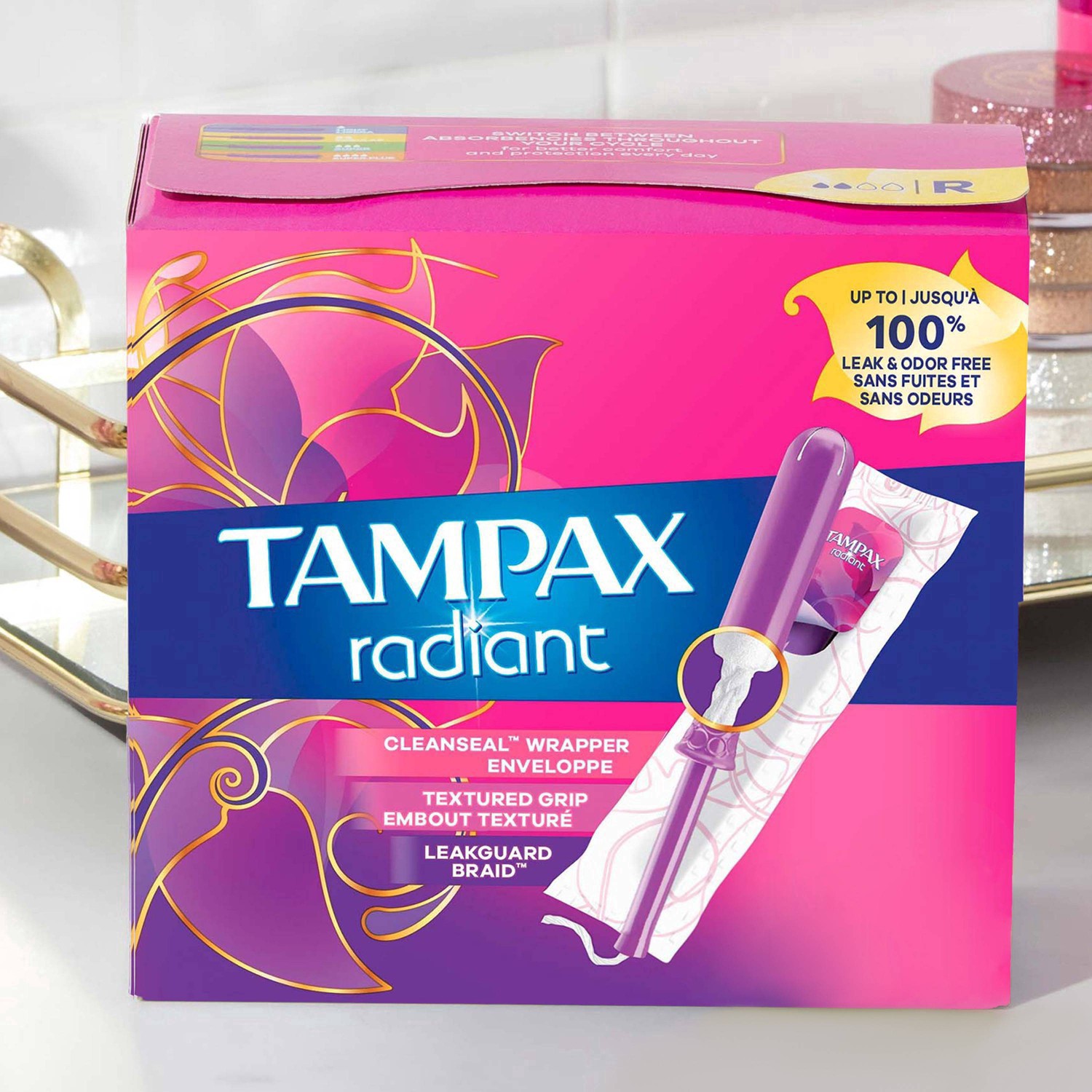 slide 5 of 36, Tampax Radiant Duopack Regular/Super Absorbency Unscented Plastic Tampon - 52ct, 52 ct