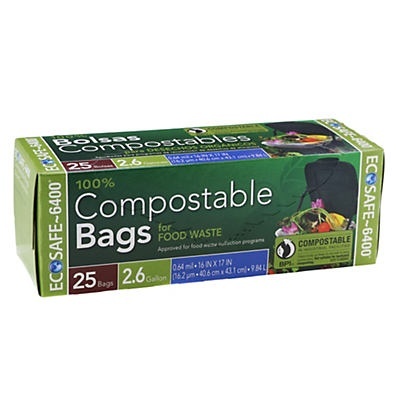 slide 1 of 1, EcoSafe Compostable Bags for Food Waste, 25 ct