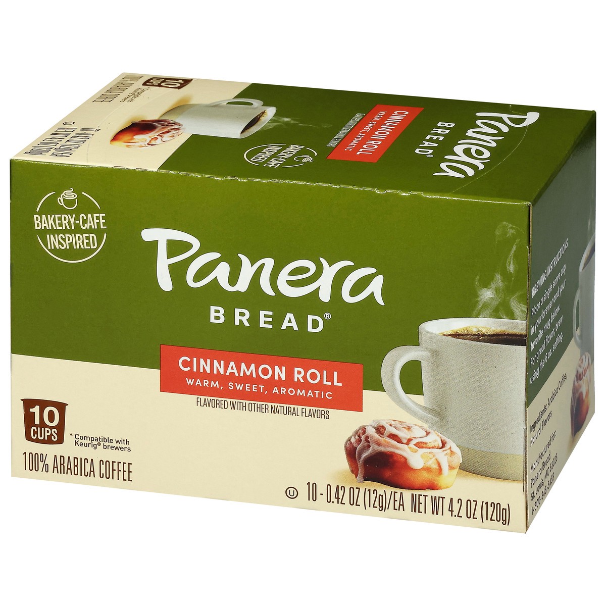slide 13 of 15, Panera Bread 100% Arabica Cinnamon Roll Coffee 10 - 0.42 oz Cups, 10 ct