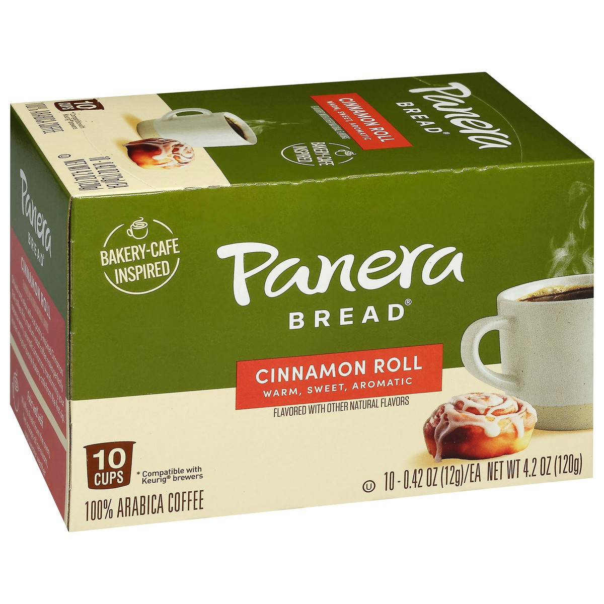 slide 5 of 15, Panera Bread 100% Arabica Cinnamon Roll Coffee 10 - 0.42 oz Cups, 10 ct