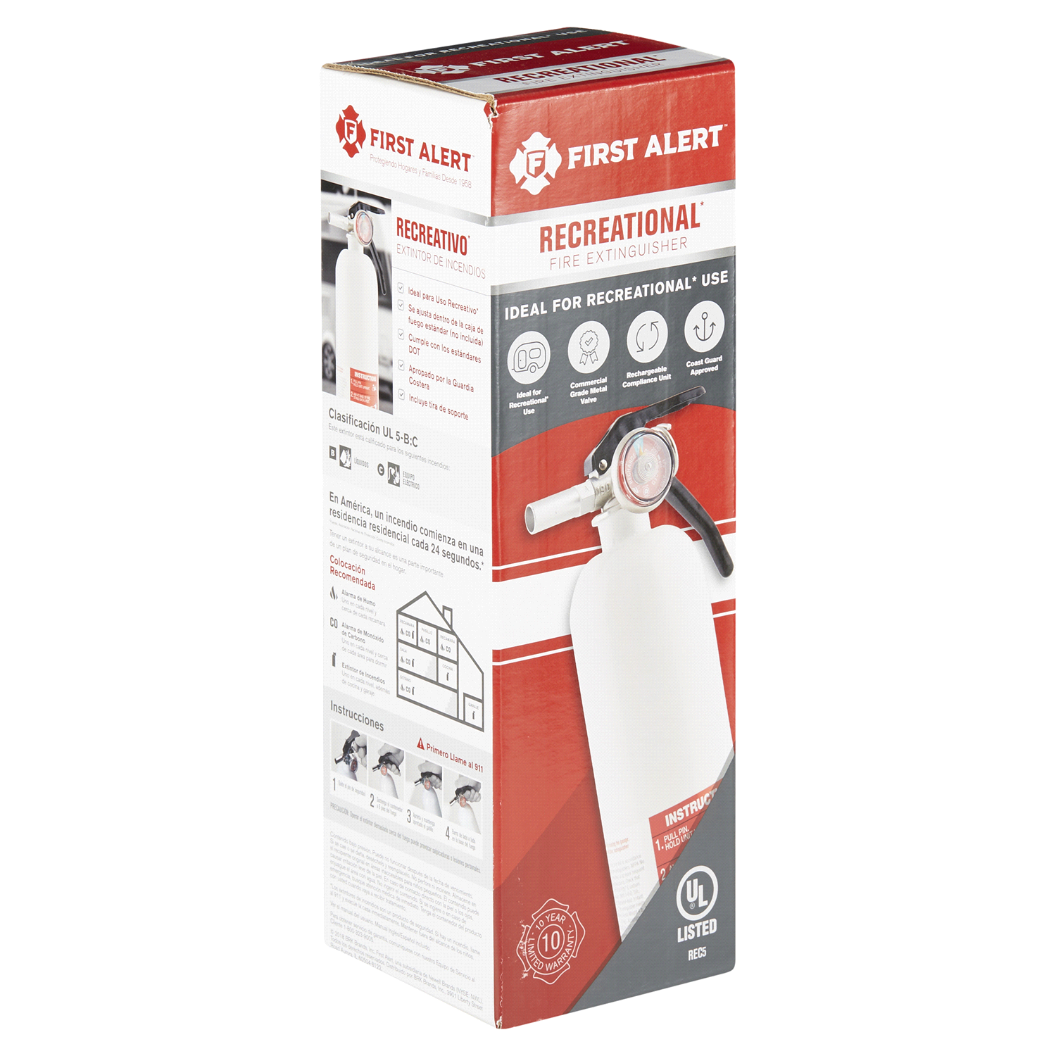 slide 4 of 5, First Alert Rec5 Rechargeable Recreational Fire Extinguisher, 4 ct