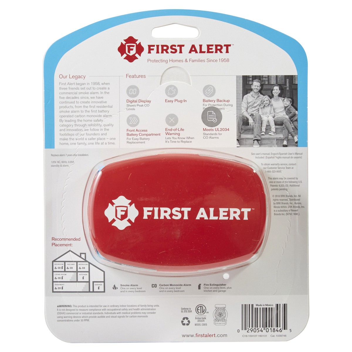 slide 2 of 2, First Alert CO615 Plug-In Carbon Monoxide Alarm with Battery Backup, 1 ct