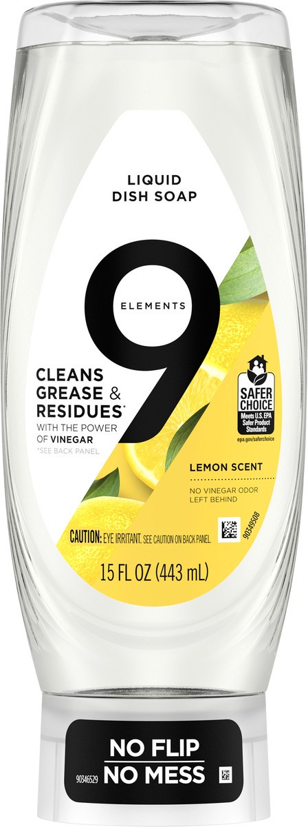 slide 3 of 3, 9 Elements EZ Squeeze Dish Soap, Lemon Scent Bottle, 15 oz