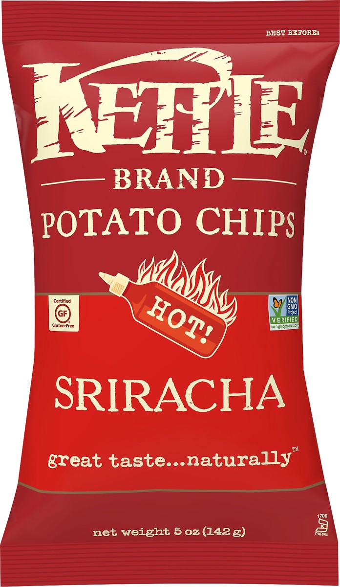 slide 1 of 4, Kettle Brand Hot Gluten Free Sriracha Potato Chips 5 OZ, 5 oz