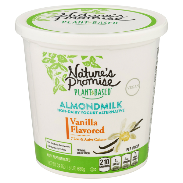 slide 1 of 1, Nature's Promise Plant-Based Vanilla Almondmilk Yogurt Alternative, 24 oz