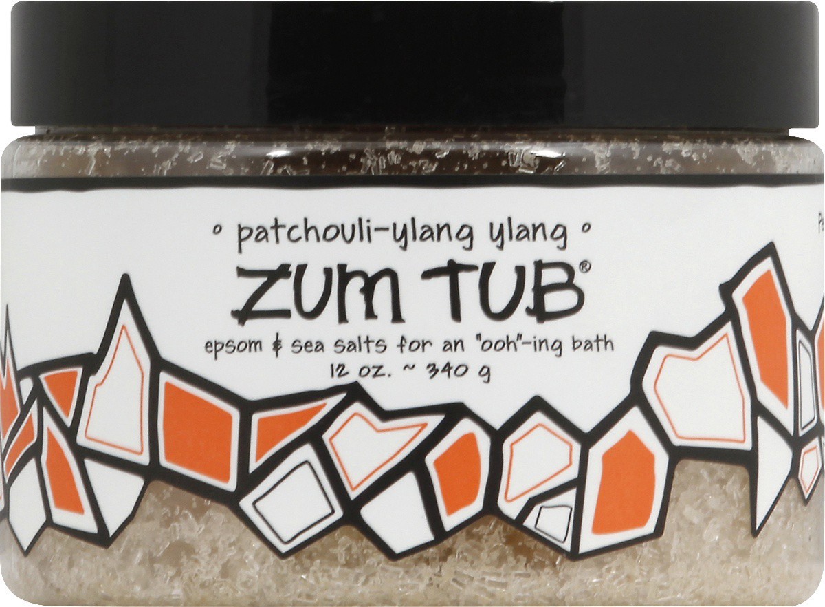 slide 4 of 7, Zum Tub Patchouli Ylang Ylang Bath Salts, 12 oz
