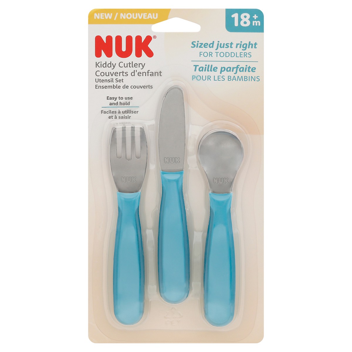 slide 1 of 9, NUK 18+ Months Kiddy Cutlery Utensil Set 3 1 ea, 1 ct