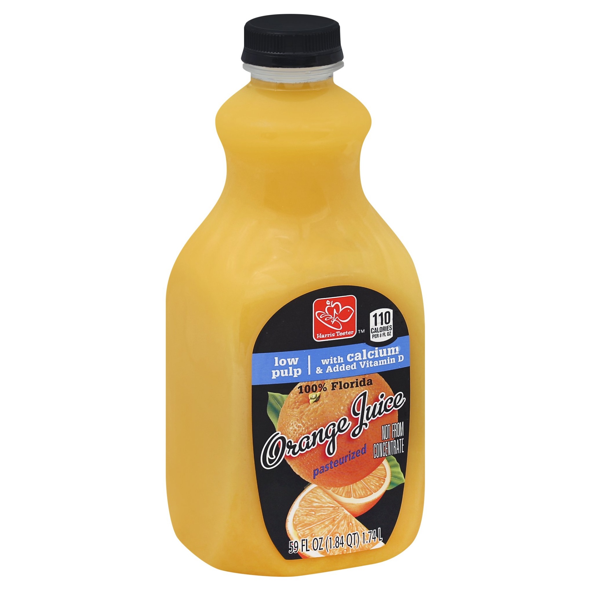 slide 1 of 1, Harris Teeter Low Pulp 100% Orange Juice with Calcium, 59 oz