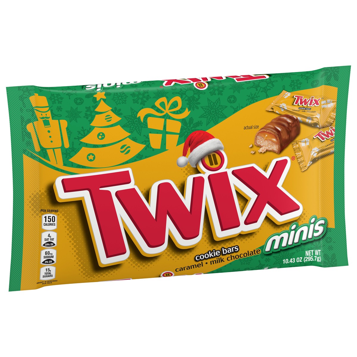 slide 5 of 7, TWIX Minis Caramel Chocolate Cookie Bar Christmas Candy, 10.43 oz