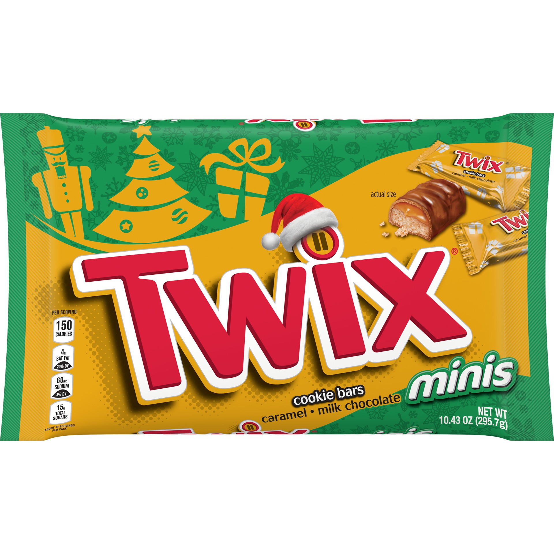 slide 1 of 7, TWIX Minis Caramel Chocolate Cookie Bar Christmas Candy, 10.43 oz