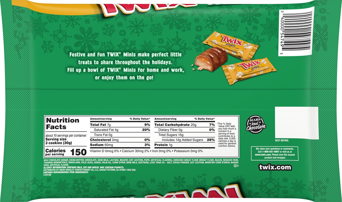 slide 4 of 7, TWIX Minis Caramel Chocolate Cookie Bar Christmas Candy, 10.43 oz