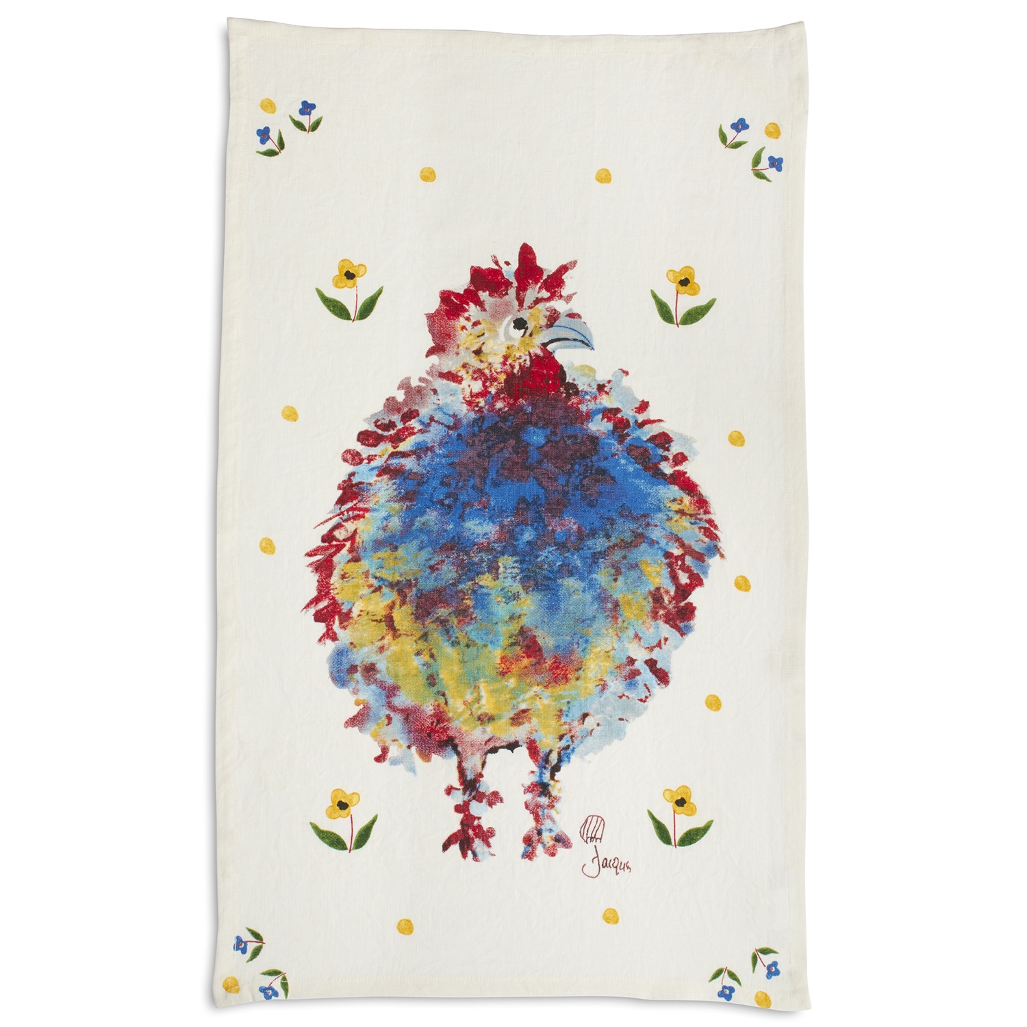 slide 1 of 1, Sur La Table Jacques Ppin Collection Multi Chickens Linen Kitchen Towel, 28 in x 18 in