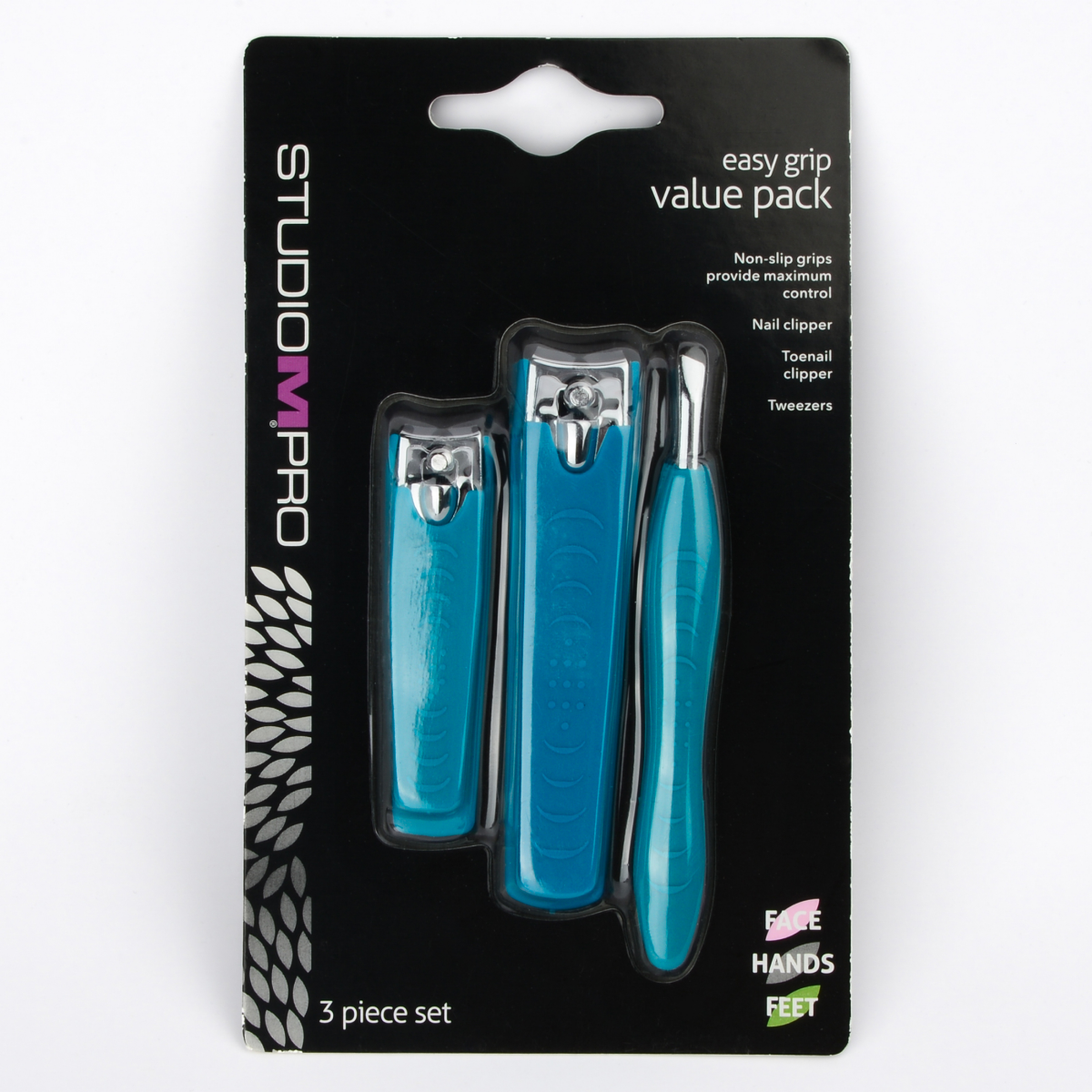 slide 1 of 1, Studio M Professional Studio M Pro Easy Grip Nail Clippers And Tweezers Value Pack, 3 Piece Set, 3 ct