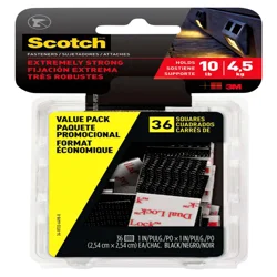 3M Scotch Extreme Mounting Squares Value Pack, Black, 1 in x 1 in, 36 Squares/Pack