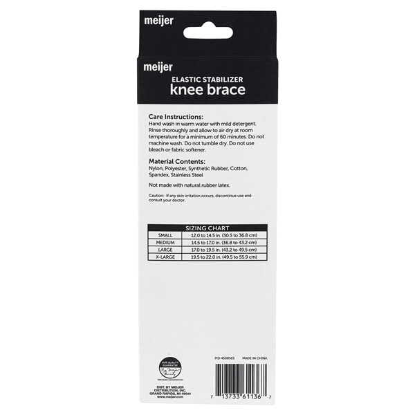 slide 4 of 5, Meijer Knee Brace, Elastic Stabilizer, Grey Two-Tone, Large, 1 ct