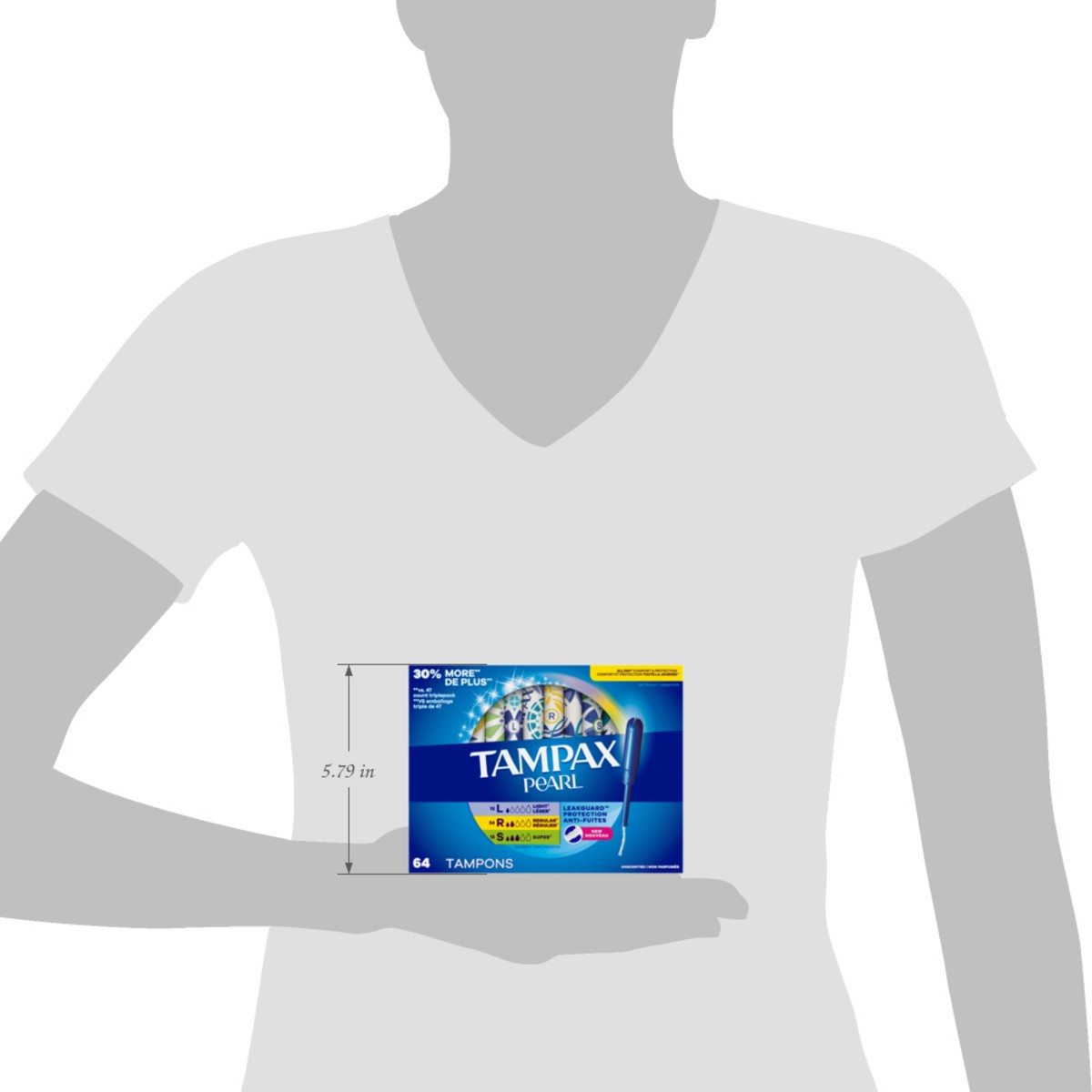 slide 2 of 6, Tampax Pearl Tampons Multipack, with LeakGuard Braid, Light/Regular/Super Absorbency, Unscented, 64 Count, 64 ct