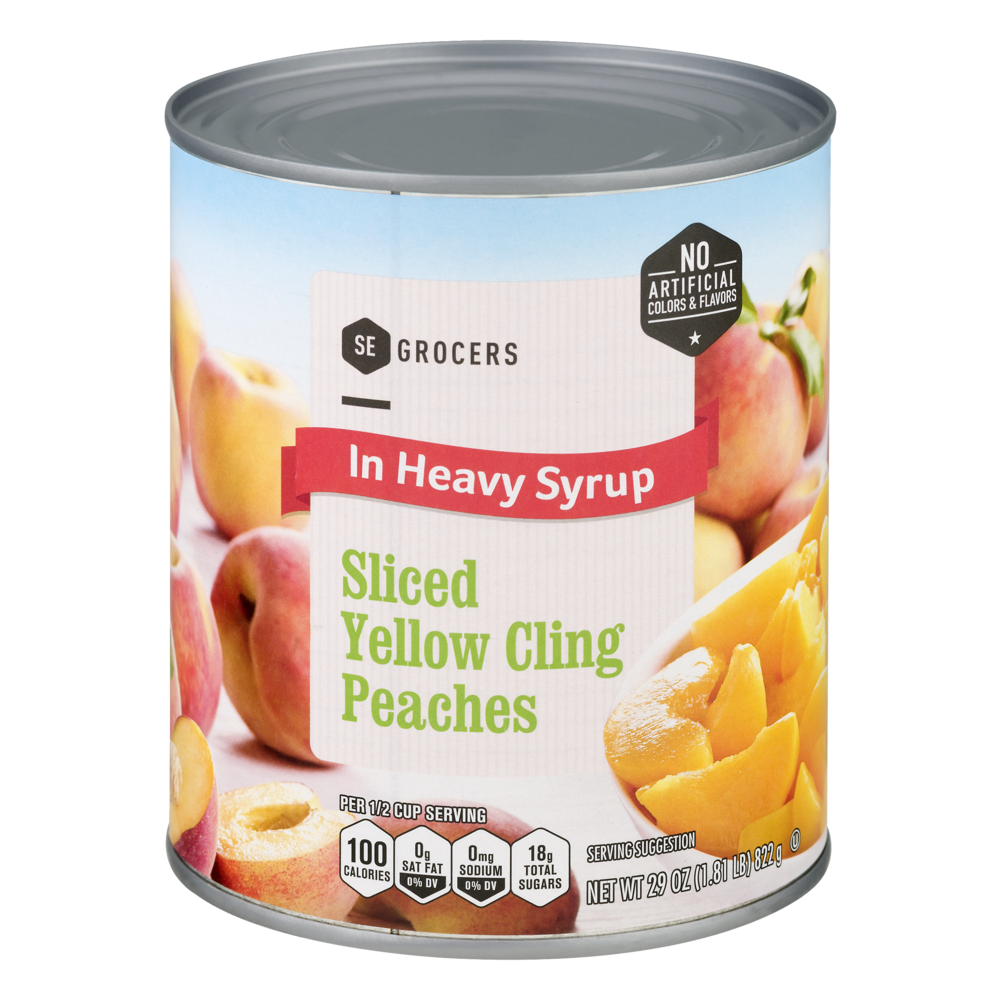 slide 1 of 1, SE Grocers Peaches Sliced Yellow Cling In Heavy Syrup, 29 oz