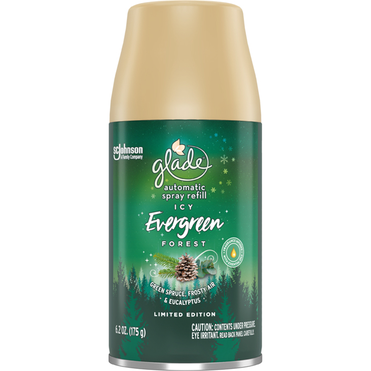 slide 1 of 1, Glade Limited Edition Icy Evergreen Forest Automatic Spray Refill, 6.2 oz