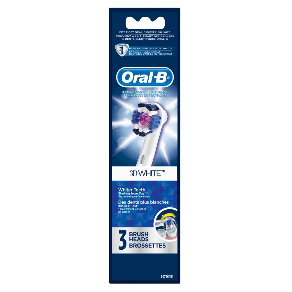 slide 5 of 10, Oral-B 3D White Replacement Electric Toothbrush Head, 3 ct