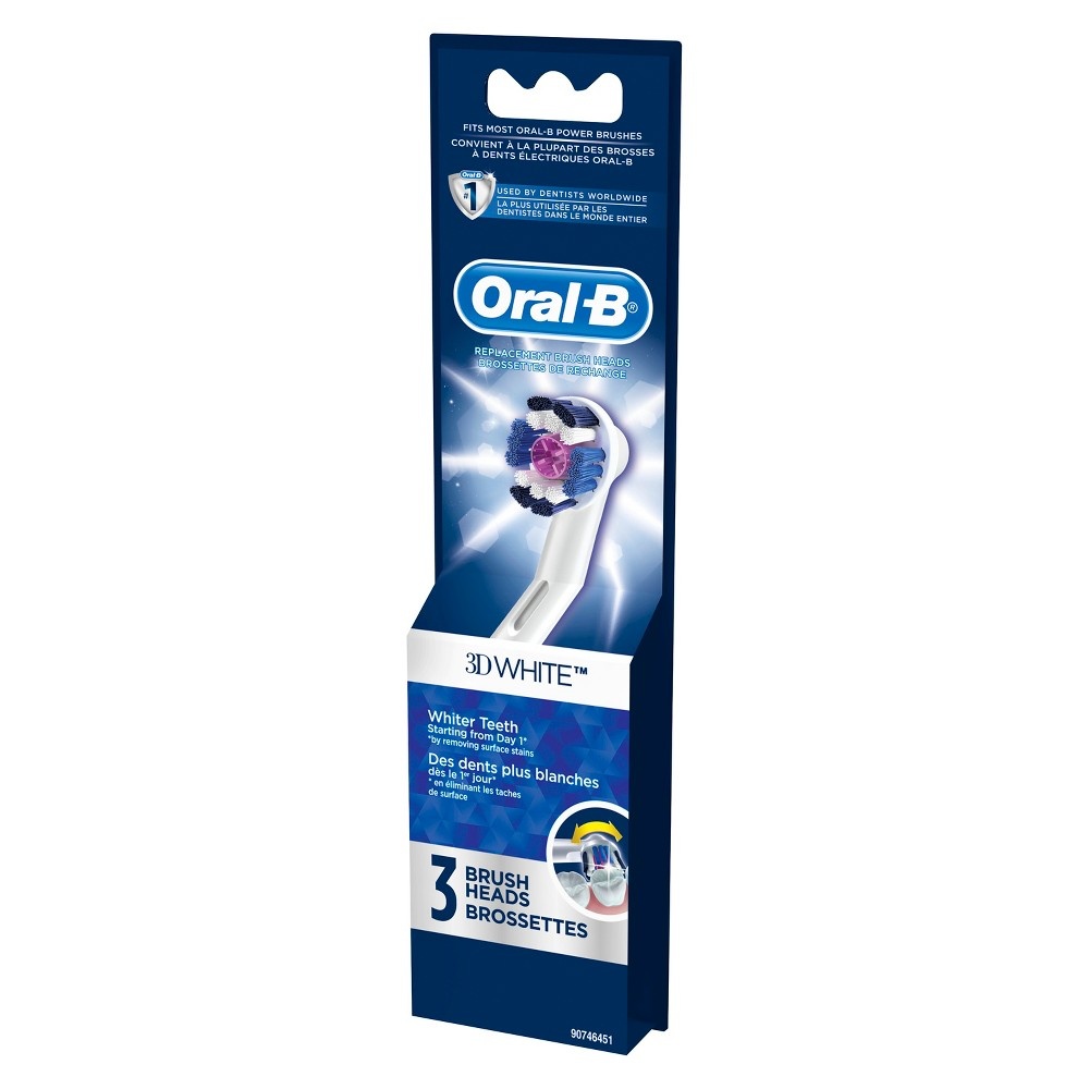 slide 10 of 10, Oral-B 3D White Replacement Electric Toothbrush Head, 3 ct