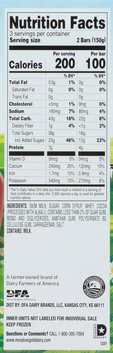 slide 6 of 13, Meadow Gold Fudge Bars 6 - 2.5 fl oz Bars, 6 ct