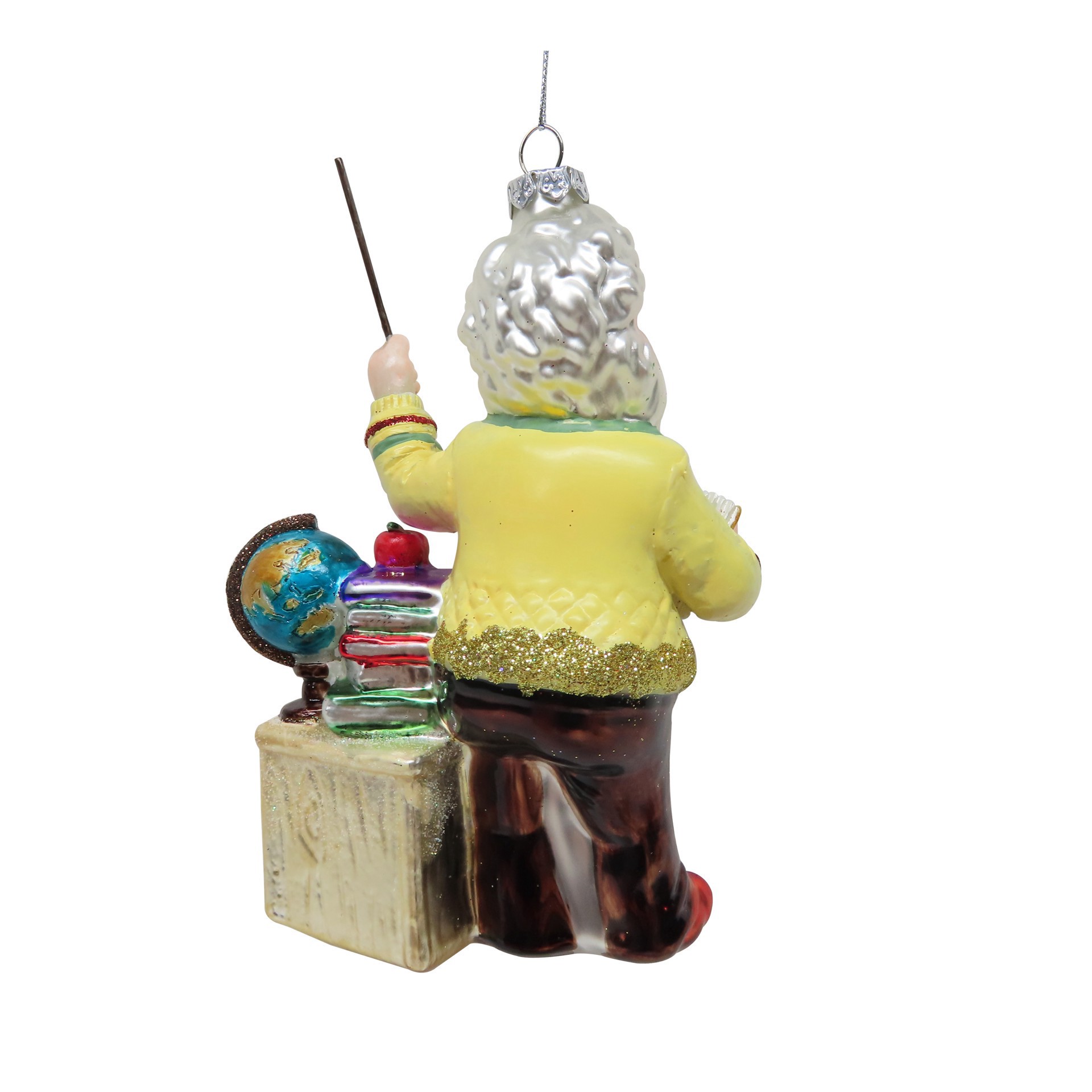 slide 4 of 4, 5.25" Teacher Santa Glass Ornament By Ashland, 5.25 in