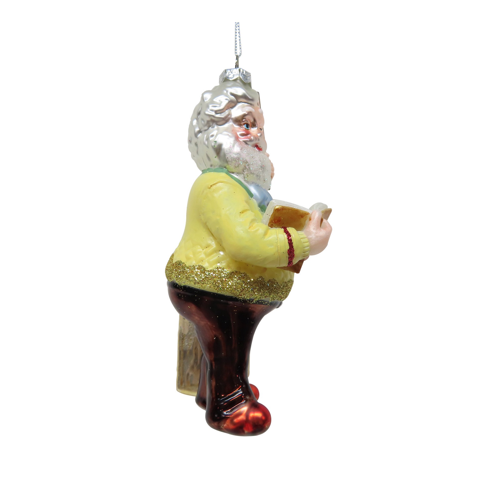slide 2 of 4, 5.25" Teacher Santa Glass Ornament By Ashland, 5.25 in