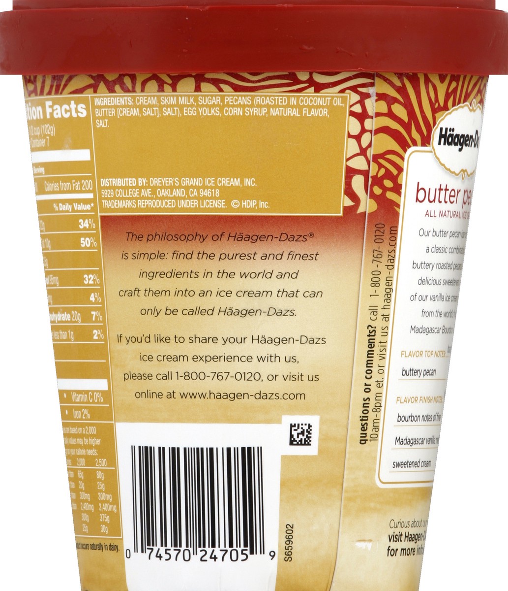 slide 6 of 6, Häagen-Dazs Ice Cream, Butter Pecan, 28 oz