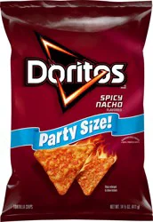 Doritos Tortilla Chips, Spicy Nacho Flavored, Party Size