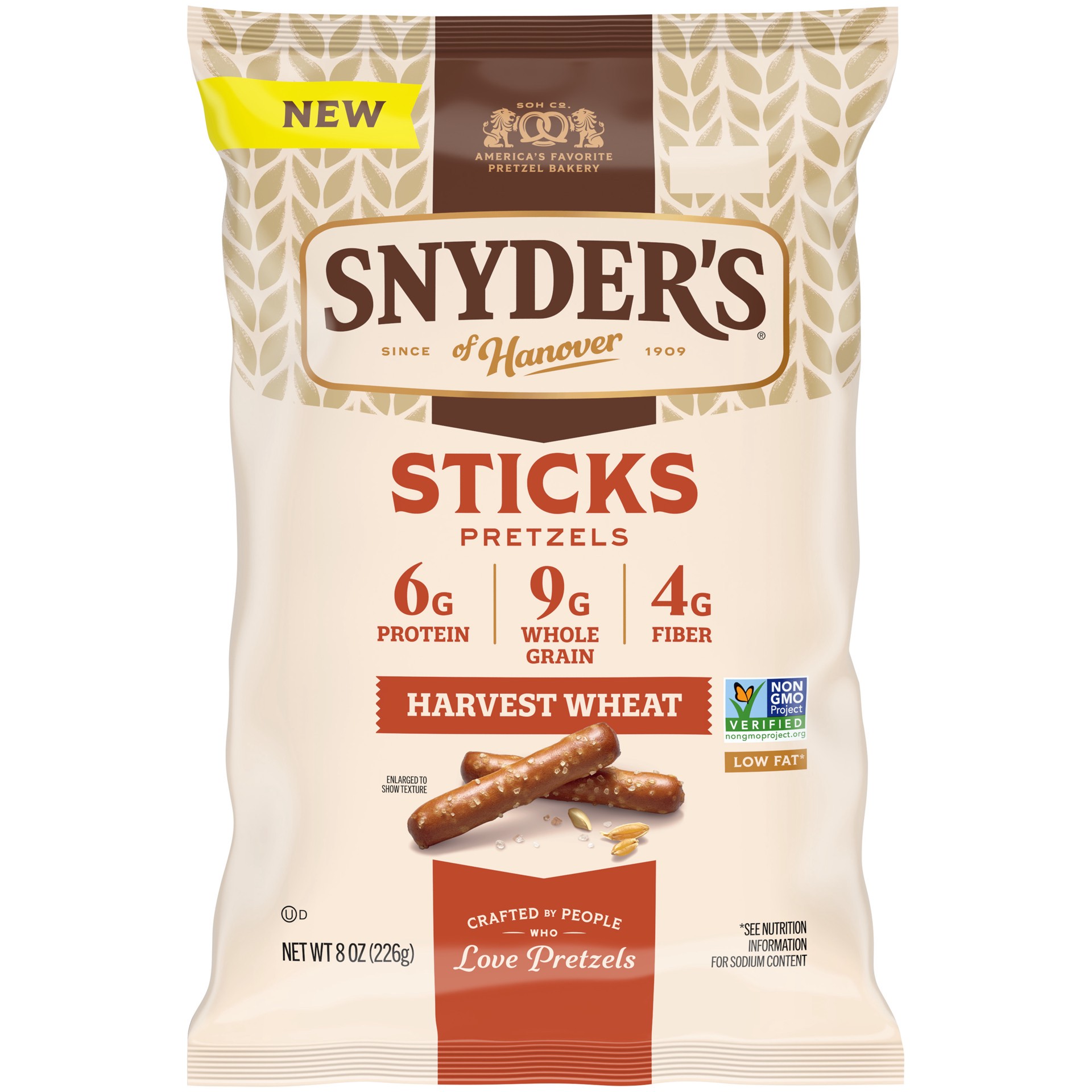 slide 1 of 6, Snyder's of Hanover Harvest Wheat Pretzels Sticks, 8 oz Bag, 8 oz