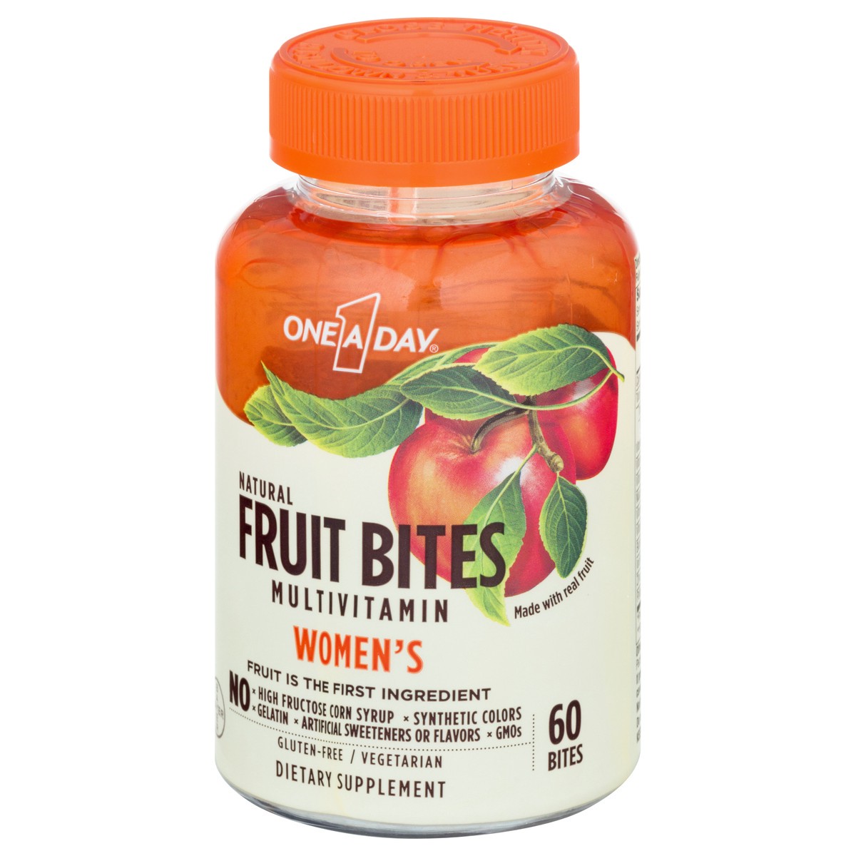 slide 5 of 9, One A Day Women's Natural Fruit Bites Multivitamin 60 ea Bottle, 60 ct