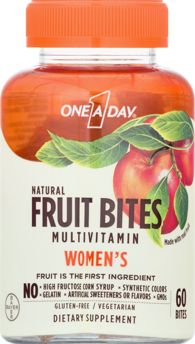 slide 8 of 9, One A Day Women's Natural Fruit Bites Multivitamin 60 ea Bottle, 60 ct