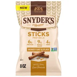 Snyder's of Hanover Honey Oat & Flax Pretzel Sticks, 8 oz Bag