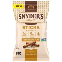 Snyder's of Hanover Honey Oat & Flax Pretzel Sticks, 8 oz Bag