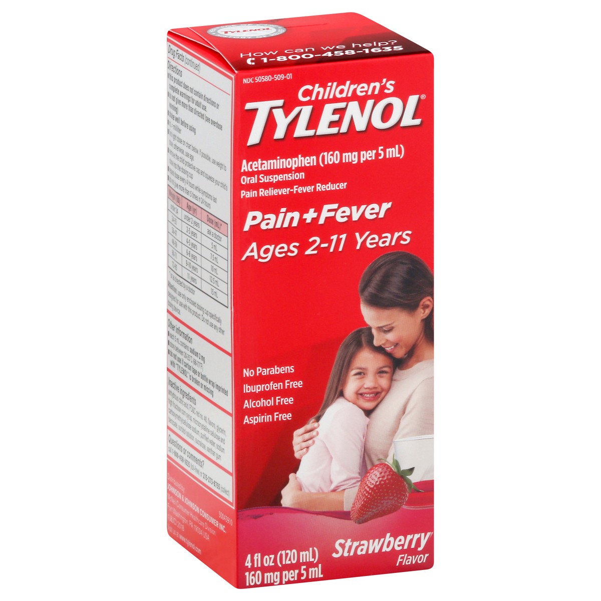 slide 8 of 9, Children's Tylenol Oral Suspension Medicine, Kids' Liquid medicine Pain Reliever & Fever Reducer for Cold + Flu Symptoms, Aspirin-, Ibuprofen- & Alcohol- Free, Strawberry, 4 fl. oz, 4 fl oz