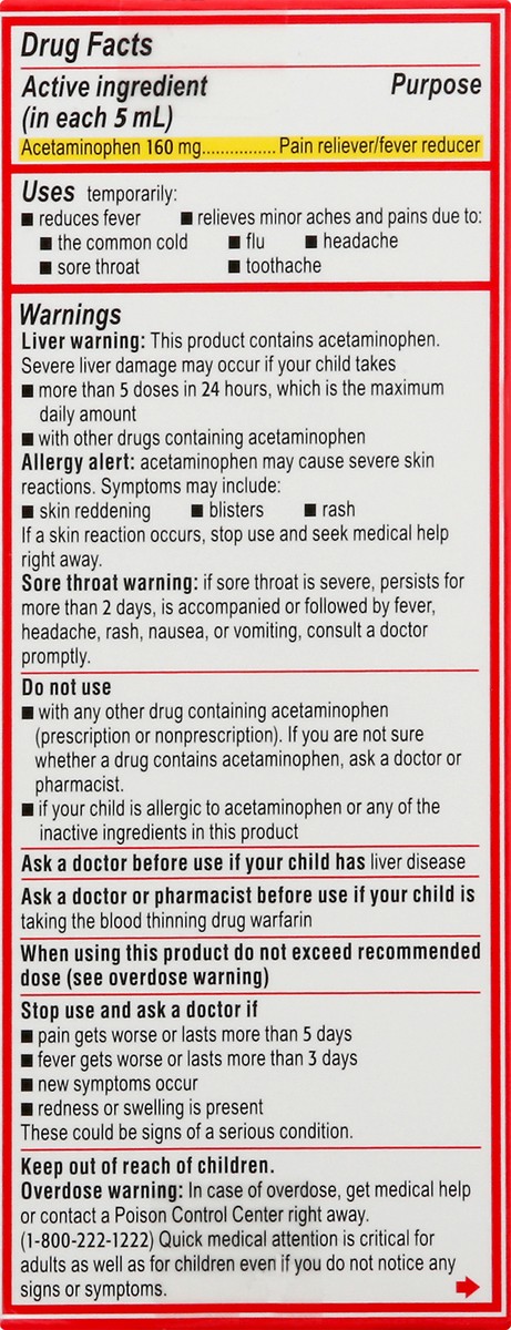 slide 7 of 9, Children's Tylenol Oral Suspension Medicine, Kids' Liquid medicine Pain Reliever & Fever Reducer for Cold + Flu Symptoms, Aspirin-, Ibuprofen- & Alcohol- Free, Strawberry, 4 fl. oz, 4 fl oz