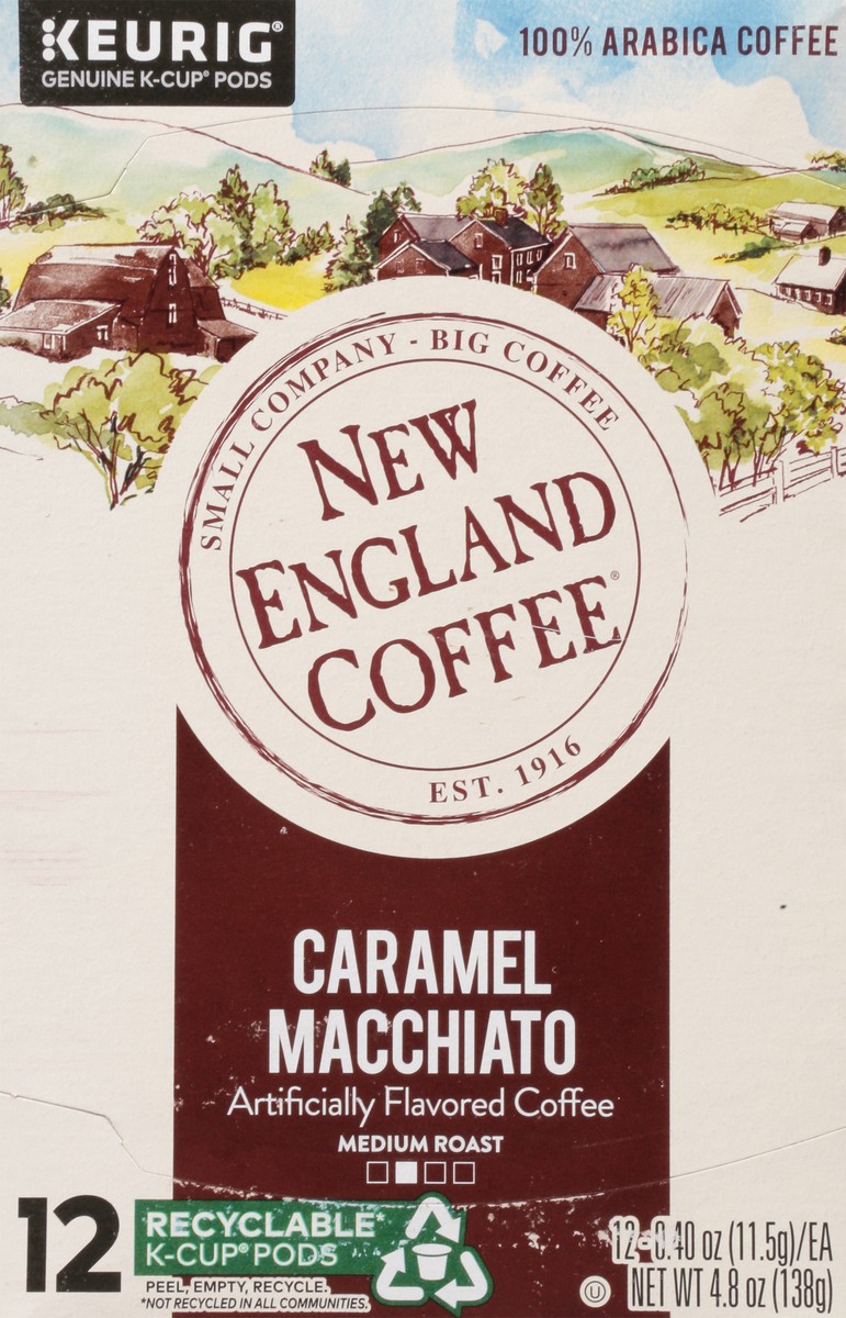 slide 7 of 10, New England Coffee 100% Arabica Medium Roast K-Cup Pods Caramel Macchiato Coffee 12 - 0.40 oz Pods, 12 ct