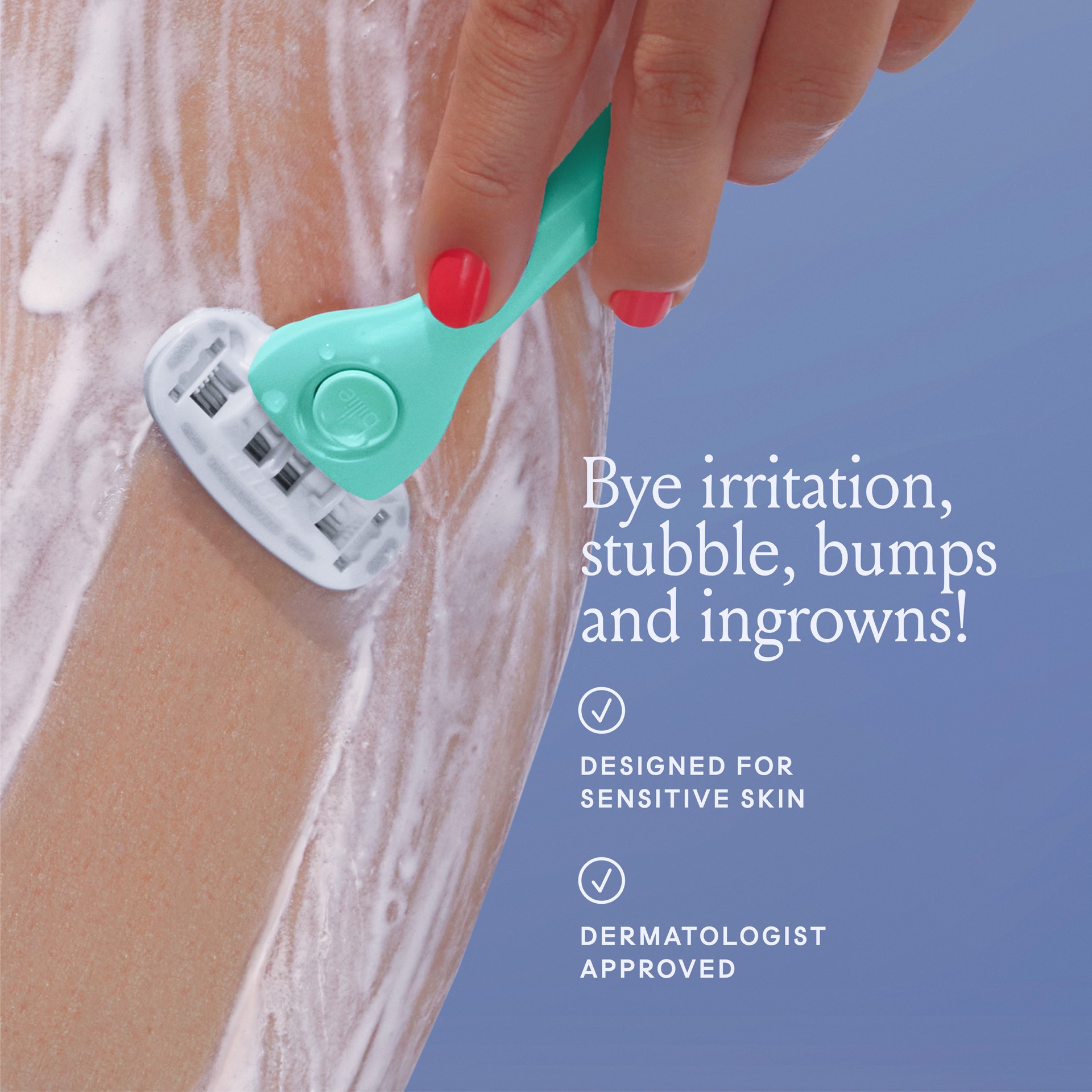 slide 4 of 9, Billie Womens Razor Kit - 1 Handle, 2 X 5-Blade Refills + Magnetic Holder - Minty, 3 ct