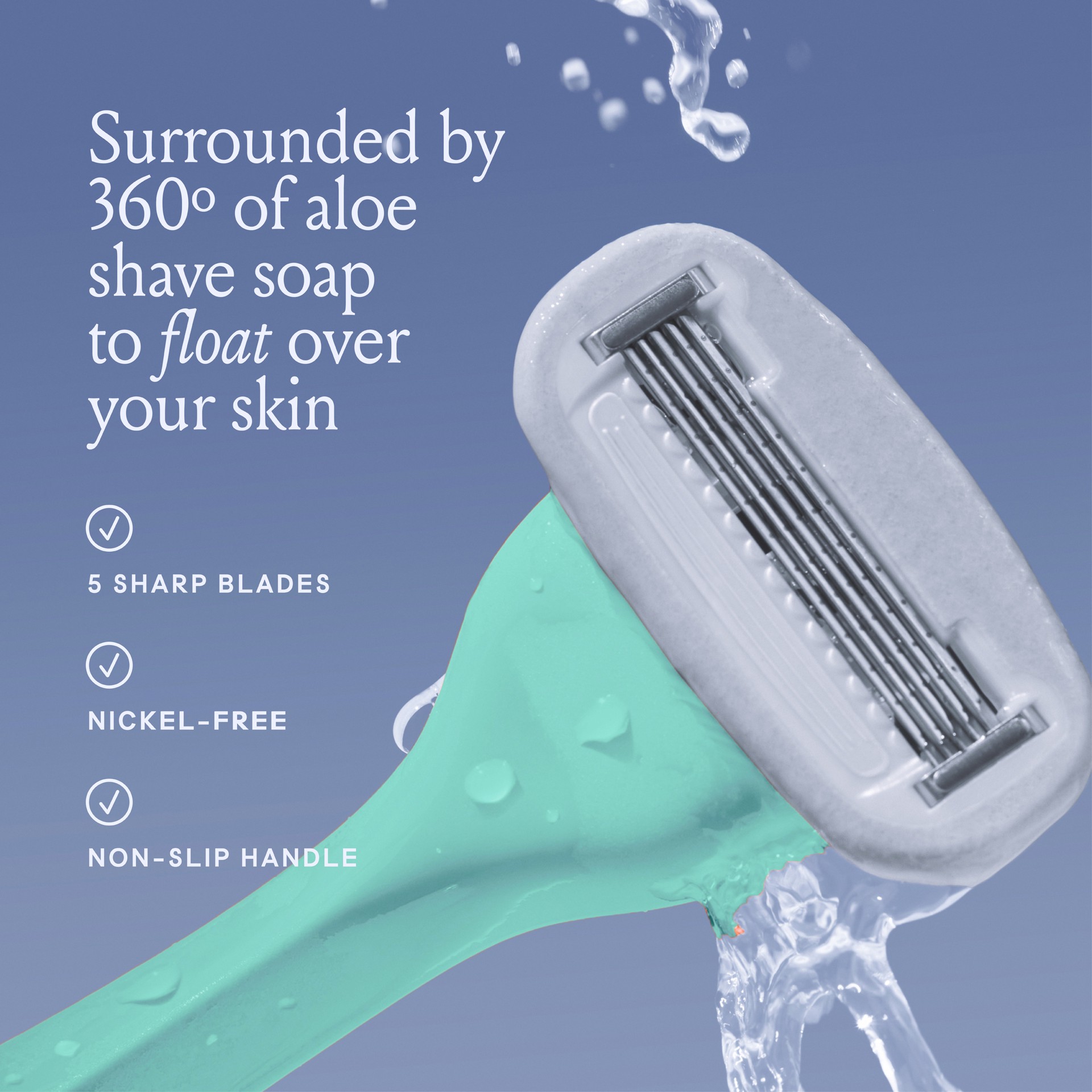 slide 2 of 9, Billie Womens Razor Kit - 1 Handle, 2 X 5-Blade Refills + Magnetic Holder - Minty, 3 ct