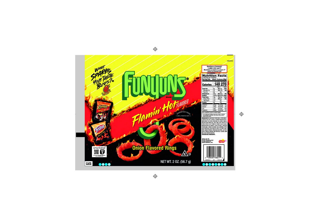 slide 3 of 9, Funyuns Onion Flavored Rings Flamin' Hot Flavored 2 Oz, 2 oz