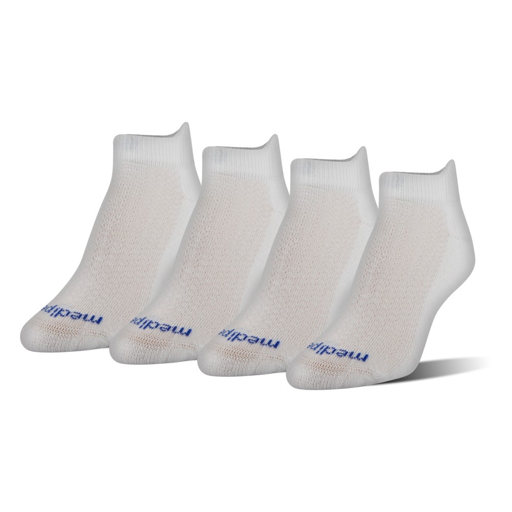 slide 1 of 1, MediPeds Socks Non-Binding Low-Cut White Medium, 1 ct