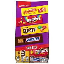 Wrigley M&M''S, SNICKERS, SKITTLES & STARBURST Fun Size Candy Variety Pack, 31.59 Oz Jumbo Bag
