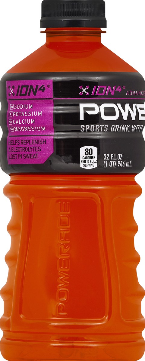 slide 4 of 4, POWERADE Citrus Passionfruit, ION4 Electrolyte Enhanced Fruit Flavored Sports Drink w/ Vitamins B3, B6, and B12, Replenish Sodium, Calcium, Potassium, Magnesium- 32 fl oz, 32 fl oz