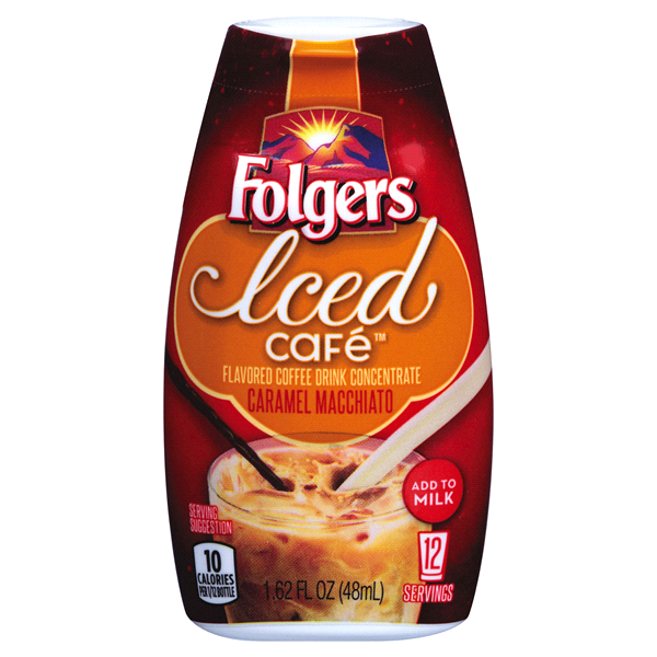 slide 1 of 1, Folgers Iced Caf Caramel Macchiato Concentrated Beverage Mix, 1.62 oz