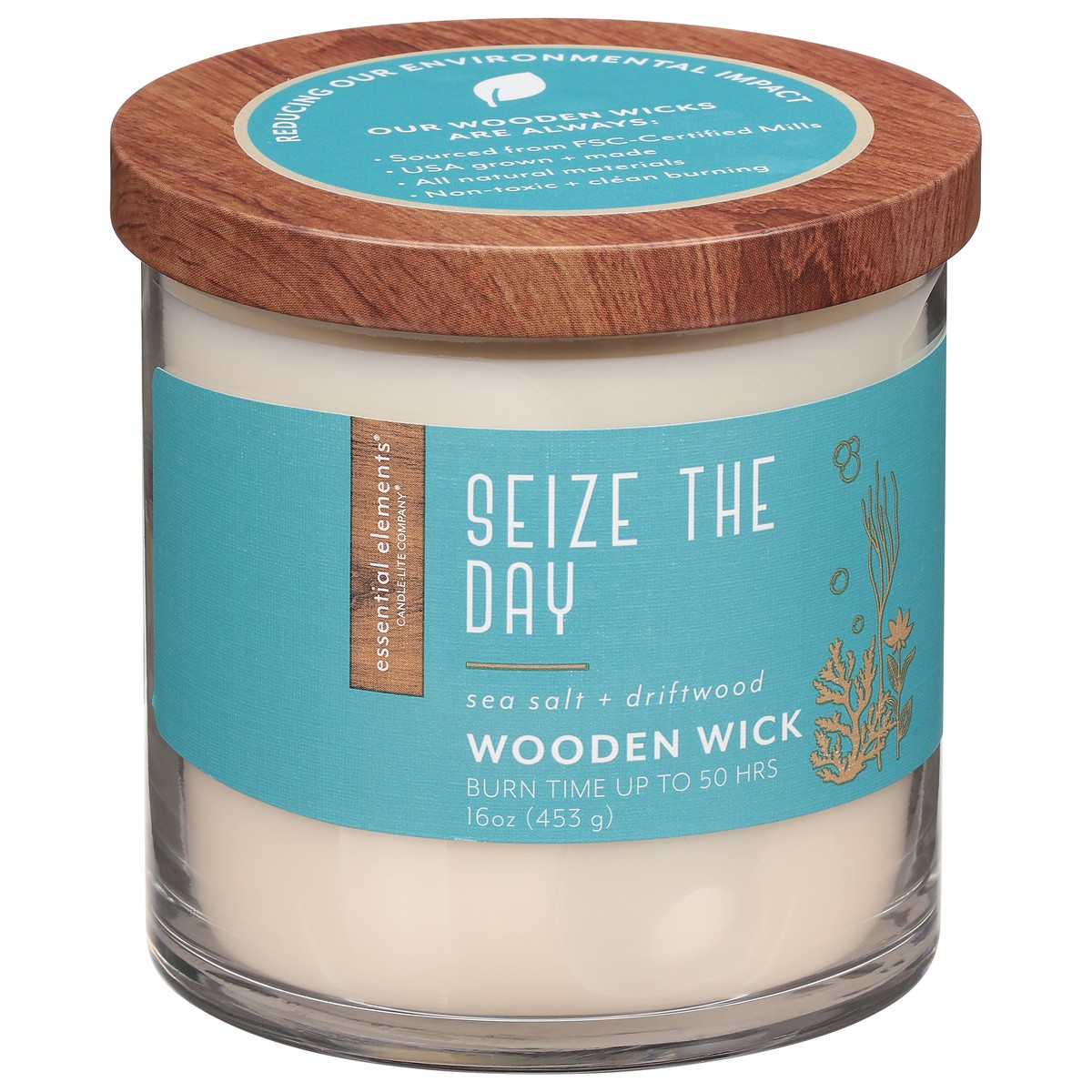 slide 3 of 9, Candle Lite Essential Elements Seize The Day Wooden Wick Candle 16Oz, 1 ct
