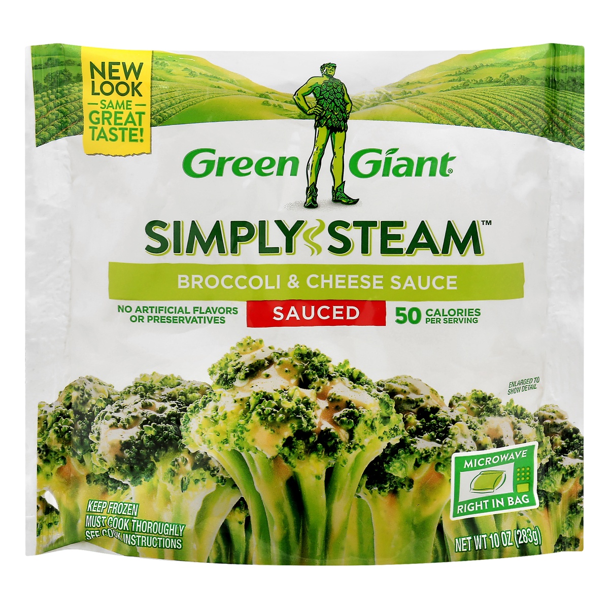 slide 1 of 1, Green Giant Simply Steam Sauced Broccoli & Cheese Sauce 10 oz, 12 oz